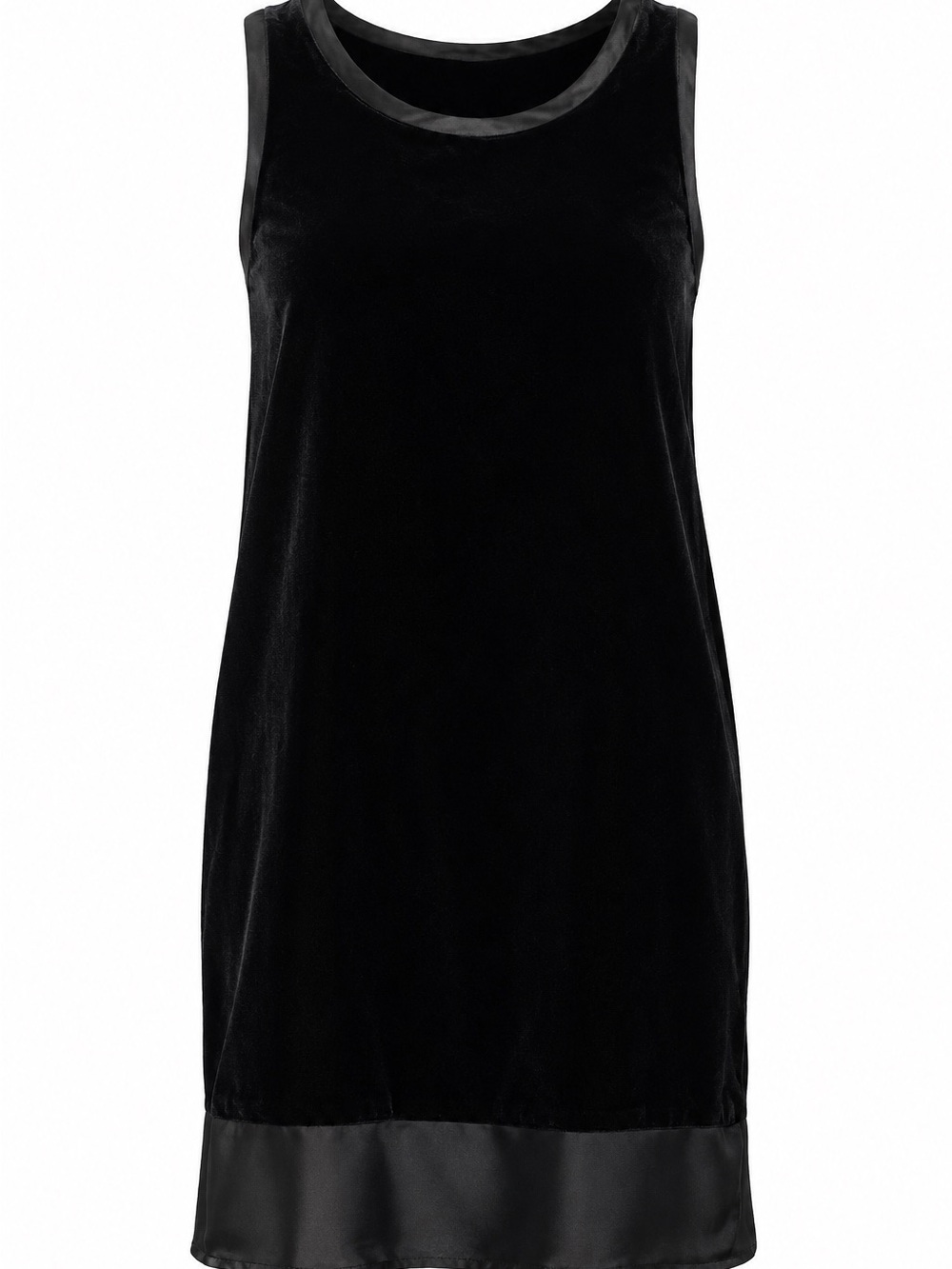 CLU Black Velvet Shift Dress Silk Trim